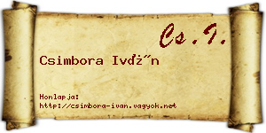 Csimbora Iván névjegykártya